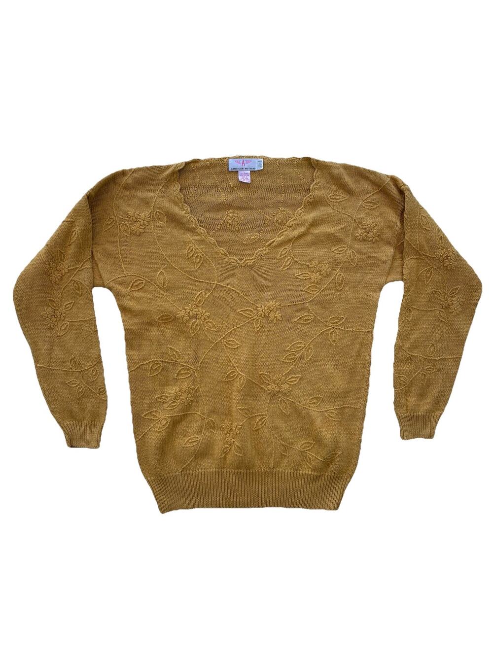 AMERICAN WEEKEND VTG mustard Yellow Chunky Sweater Women’s Size Large